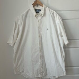Ralph Lauren Men's White Short Sleeved Button-down Shirt